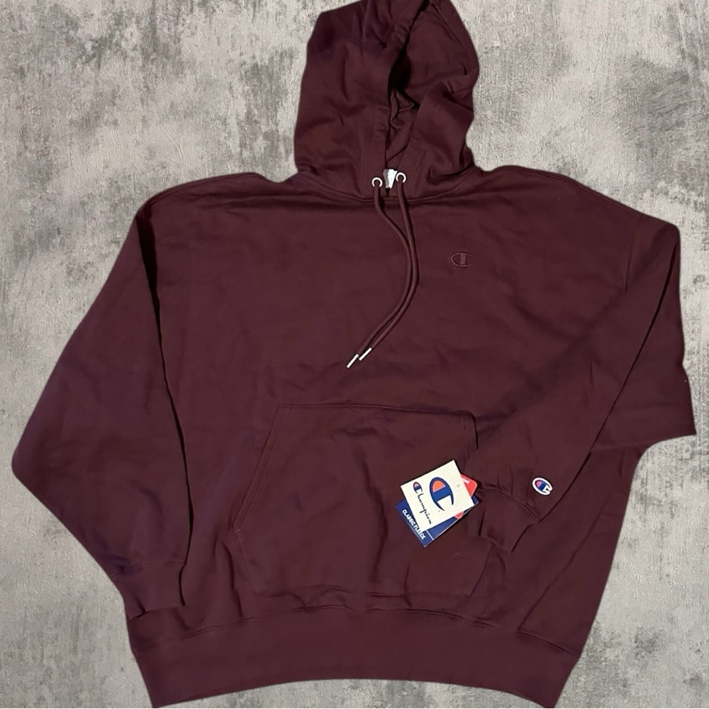 NWT Champion Maroon Oversized Drawstring Hooded Sweatshirt XS Measures L/XL
